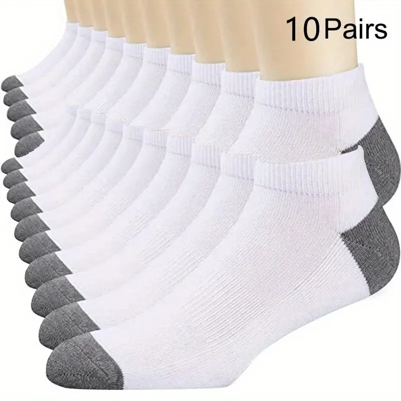 10 Pairs of Mens Breathable Cotton Ankle Socks for Summer