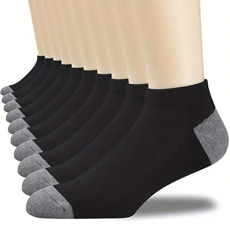 10 Pairs of Mens Breathable Cotton Ankle Socks for Summer