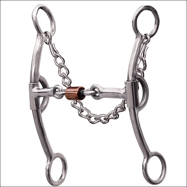 6.75" Professional Choice Derby Horse Bit 3 Piece Smooth Dog-Bone Mouthpiece