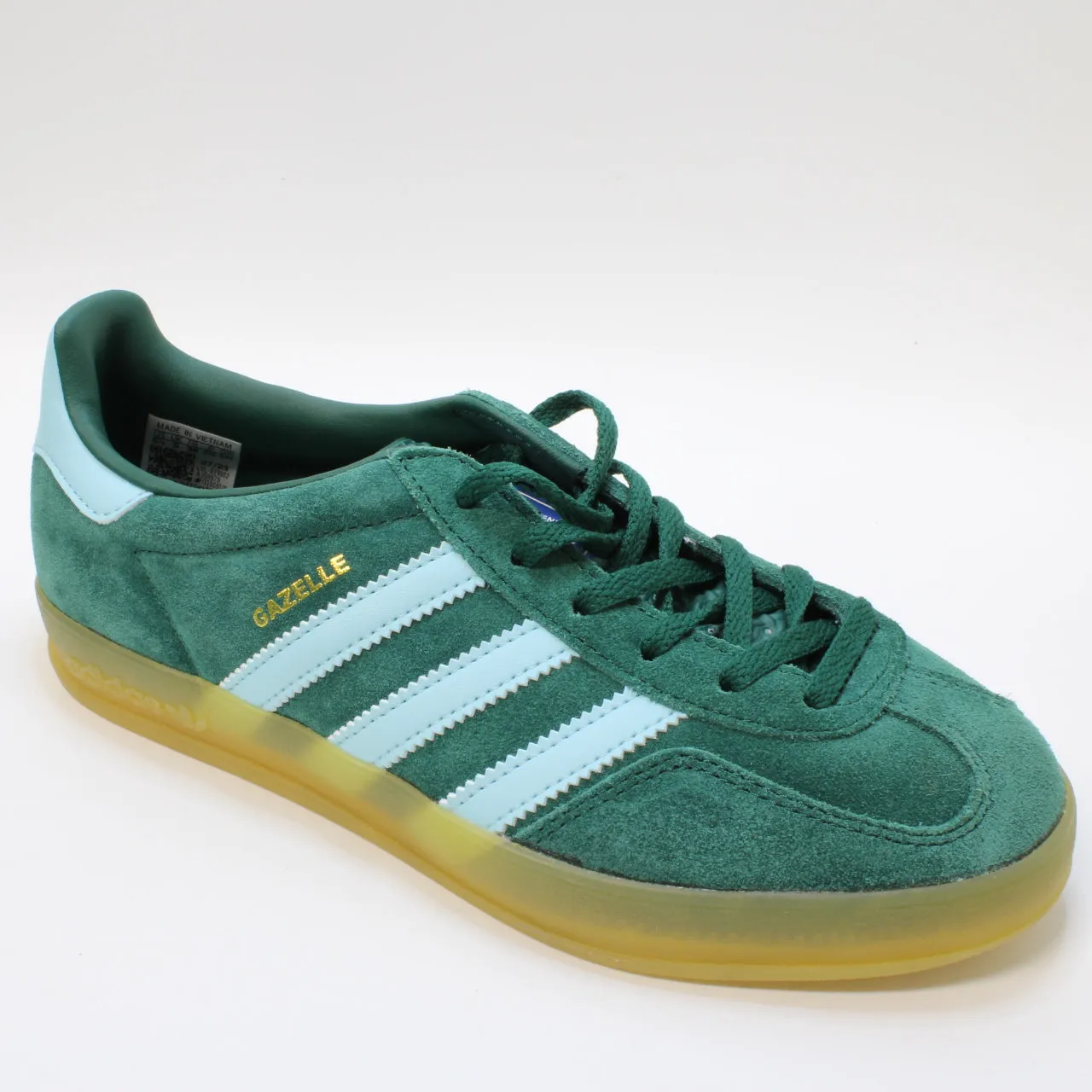 adidas Gazelle Indoor Collegiate Green Haze Sky Victory Gold Uk Size 5