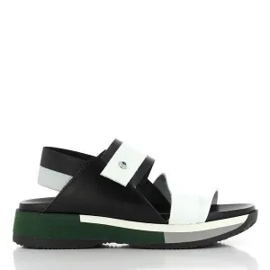 Antichi Romani 963 Nero Black & White Slingback Sandals