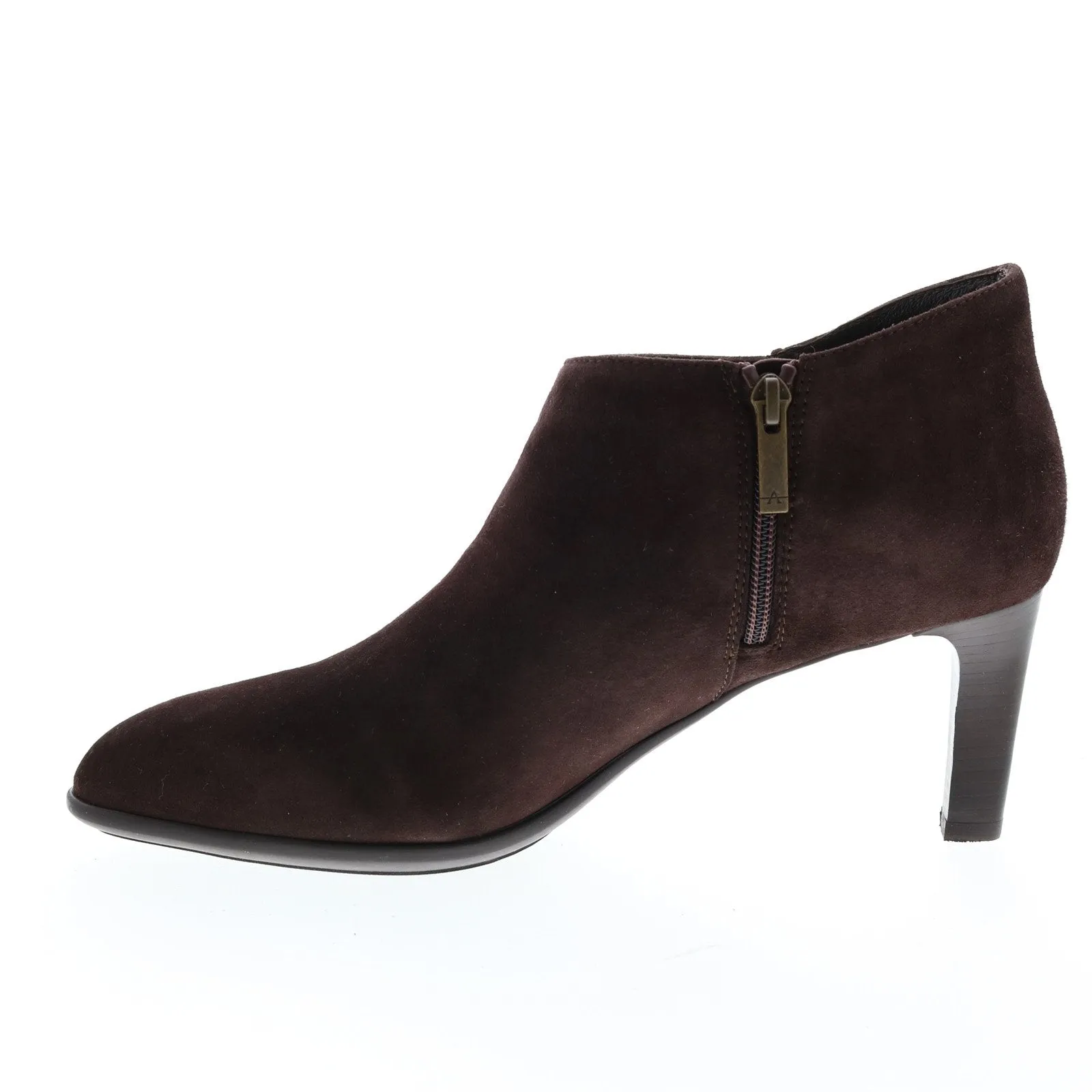 Aquatalia Dona Dress Suede Womens Brown Suede Zipper Ankle & Booties Boots