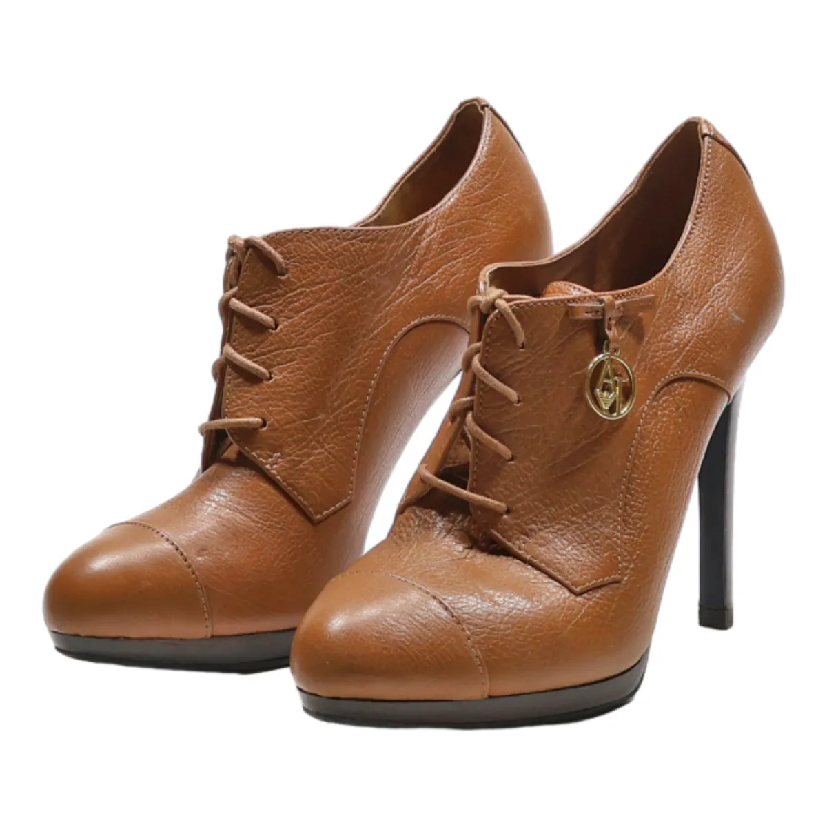 ARMANI JEANS Heels Derby Shoes Brown Leather Womens UK 4