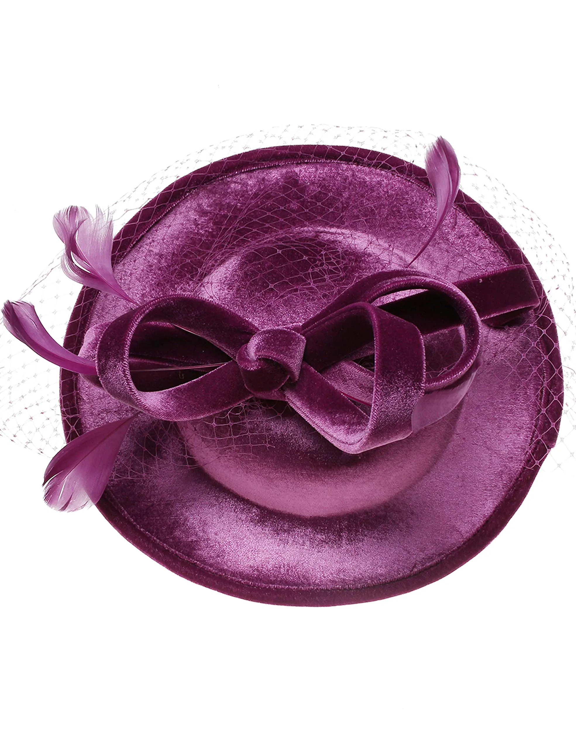 BABEYOND Tea Party Fascinator Kentucky Derby Hat Fascinator Cocktail Pillbox Hat Veil Headband Purple