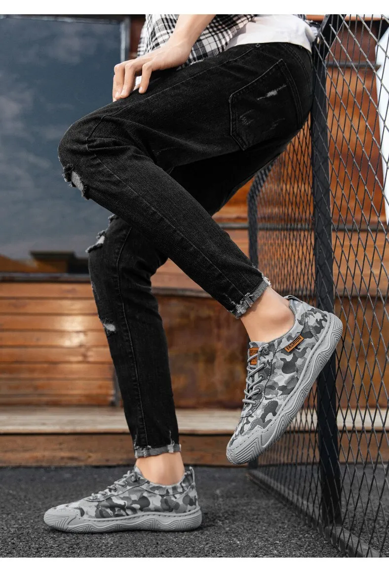 binfenxie Hot Sale Fashion Camouflage Casual Shoes Men Sneakers Flats Breathable Summer Shoes Men Outdoor Walking Non-slip Loafers Shoes