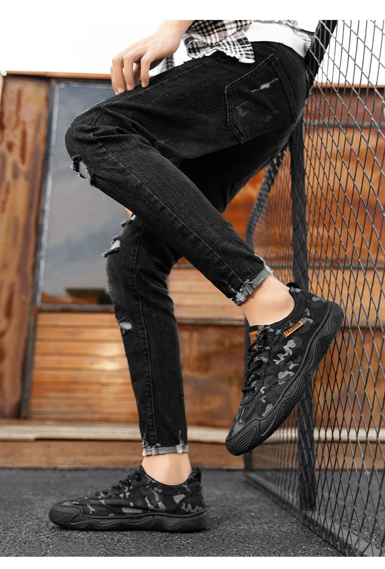 binfenxie Hot Sale Fashion Camouflage Casual Shoes Men Sneakers Flats Breathable Summer Shoes Men Outdoor Walking Non-slip Loafers Shoes