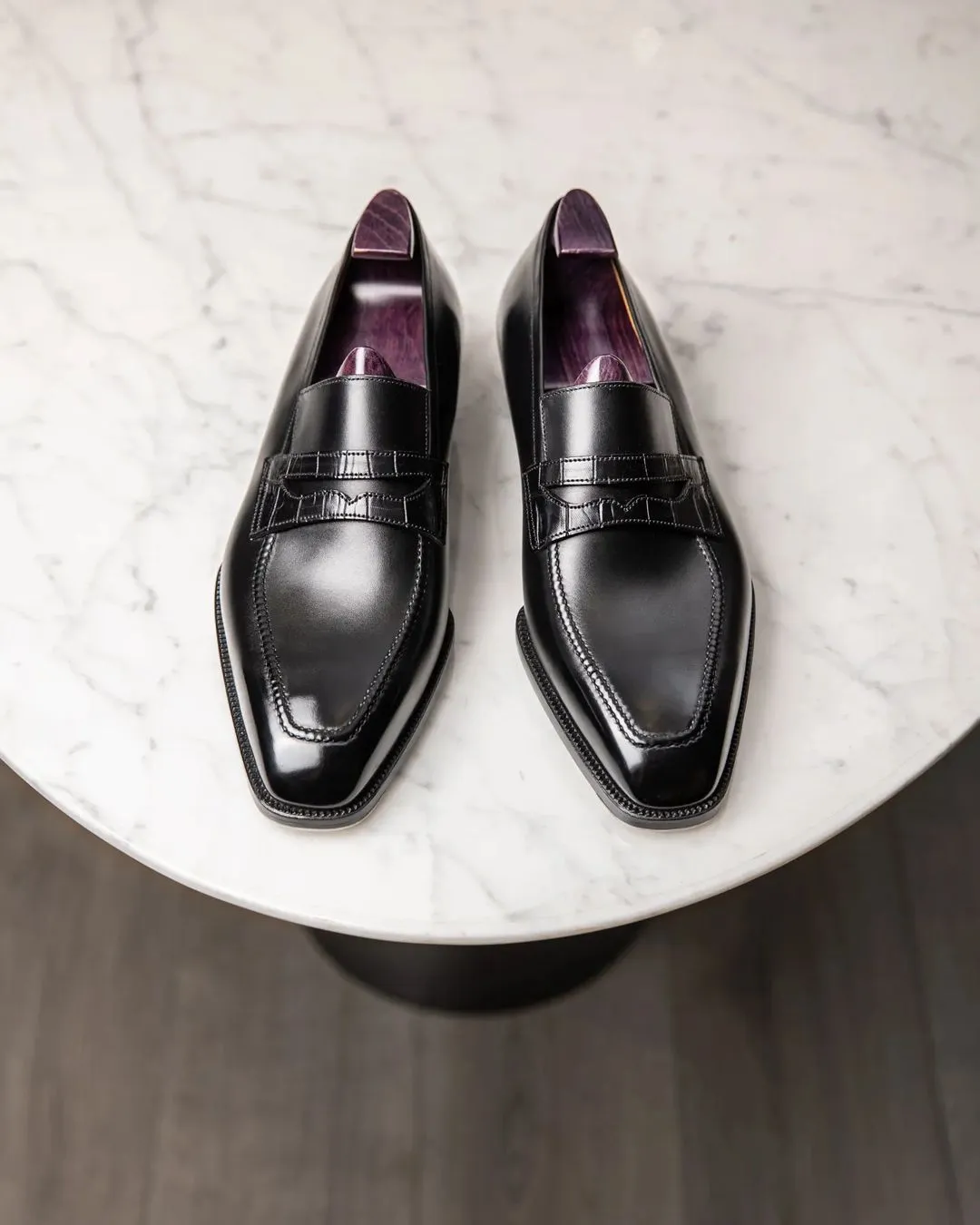 Black Leather Verona Slip On Penny Loafers - AW24