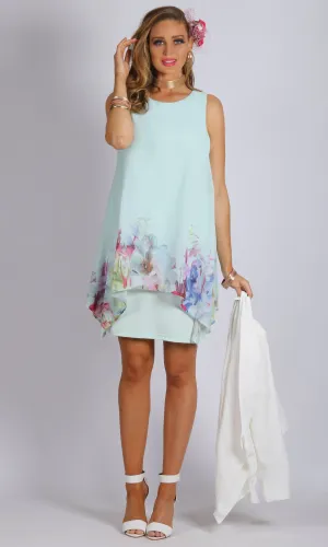BS716048-6NC Spearmint Chiffon Overlay Dress (Pack)