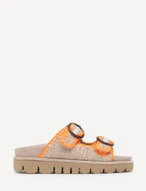 Clay Handwoven Crochet Double-Buckle Sandals Orange