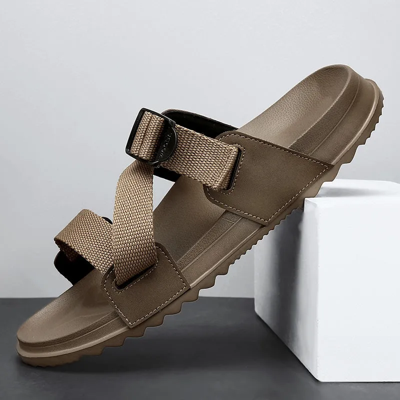 Cuzcare Summer Orthopedic Sandals For Men Adjustable Strap Sturdy Rubber Sole
