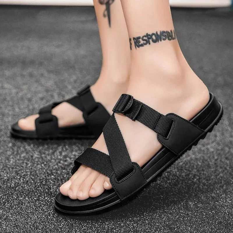 Cuzcare Summer Orthopedic Sandals For Men Adjustable Strap Sturdy Rubber Sole
