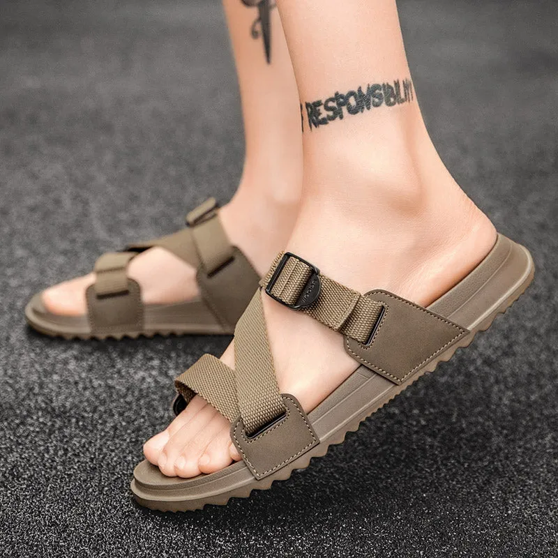 Cuzcare Summer Orthopedic Sandals For Men Adjustable Strap Sturdy Rubber Sole