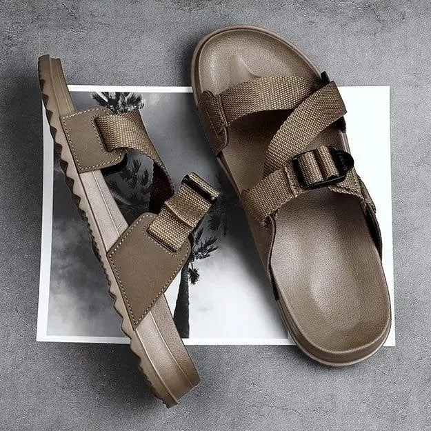 Cuzcare Summer Orthopedic Sandals For Men Adjustable Strap Sturdy Rubber Sole