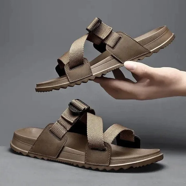 Cuzcare Summer Orthopedic Sandals For Men Adjustable Strap Sturdy Rubber Sole