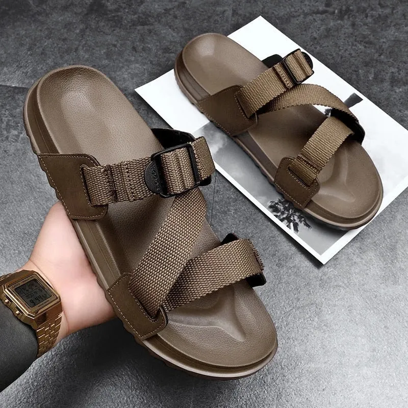Cuzcare Summer Orthopedic Sandals For Men Adjustable Strap Sturdy Rubber Sole