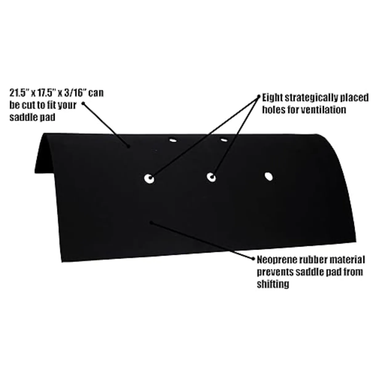 Derby Originals Universal Vented Neoprene Non-Slip English Saddle Pad - Lightweight Breathable Design - Prevents Tack Slippage and Shifting while Riding