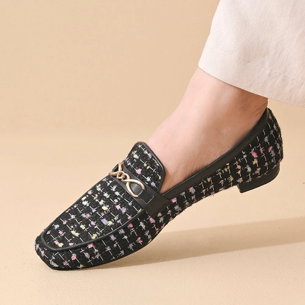 Ebony Square Toe Loafers Shoes
