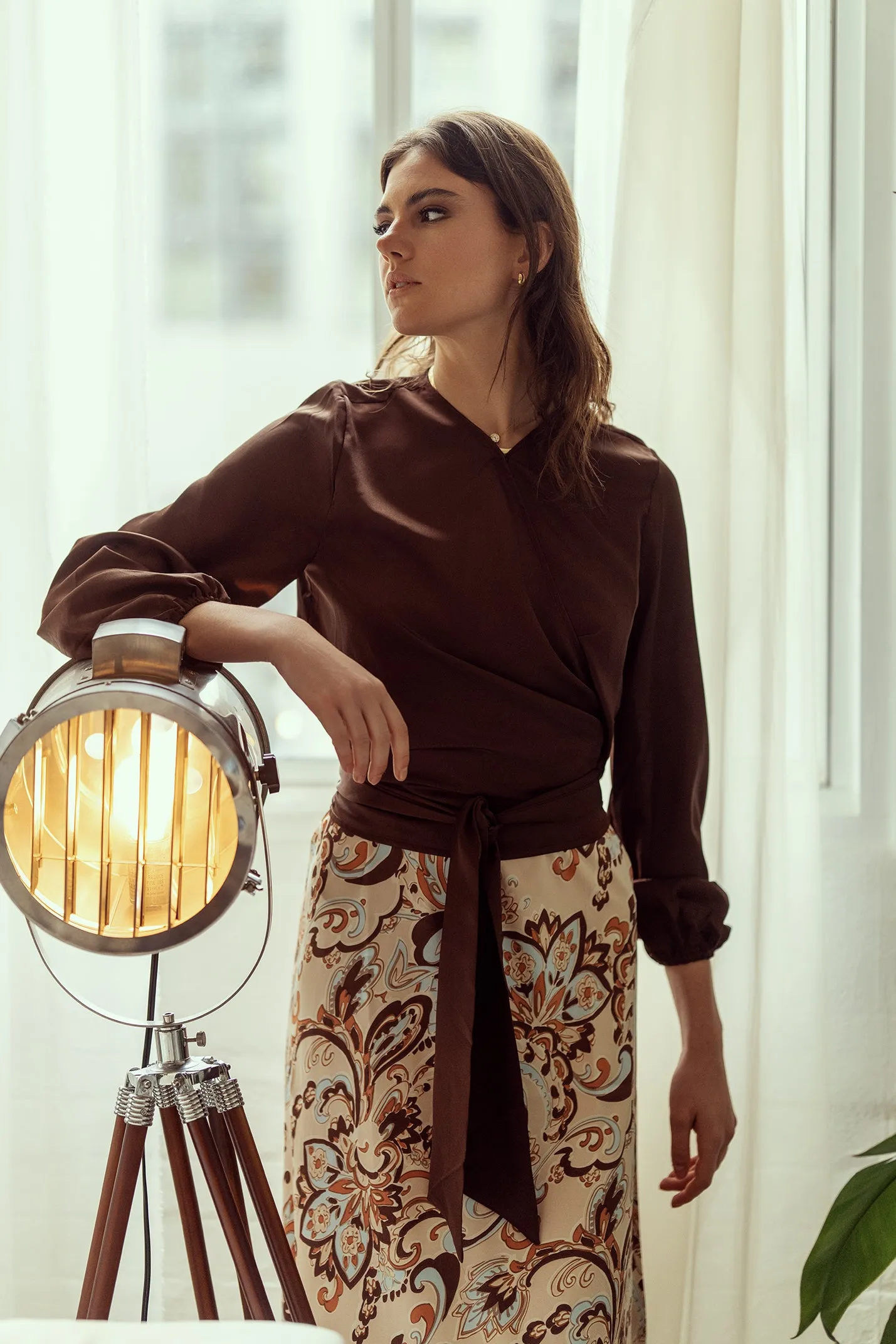 element satin wrap top