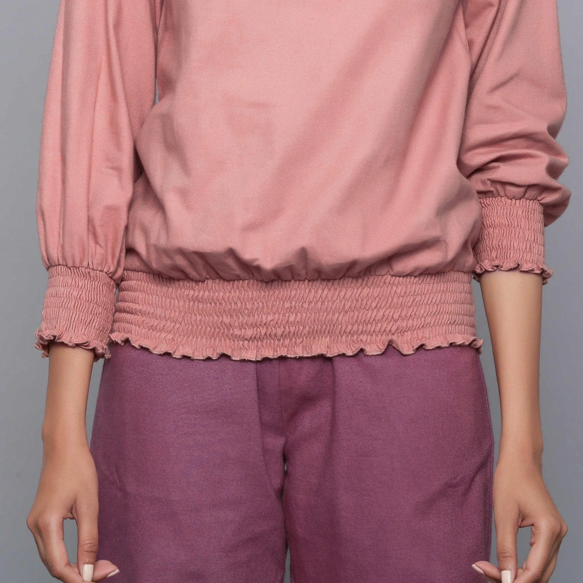 English Rose Warm Cotton Flannel Cowl Neck Top