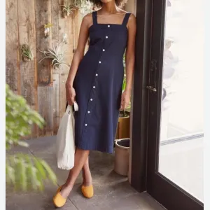 Everlane Cotton Weave Button-Down Ribbed Tank Midi Dress (2)