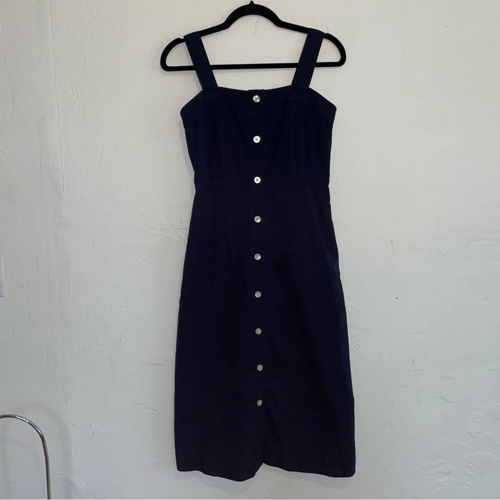 Everlane Cotton Weave Button-Down Ribbed Tank Midi Dress (2)