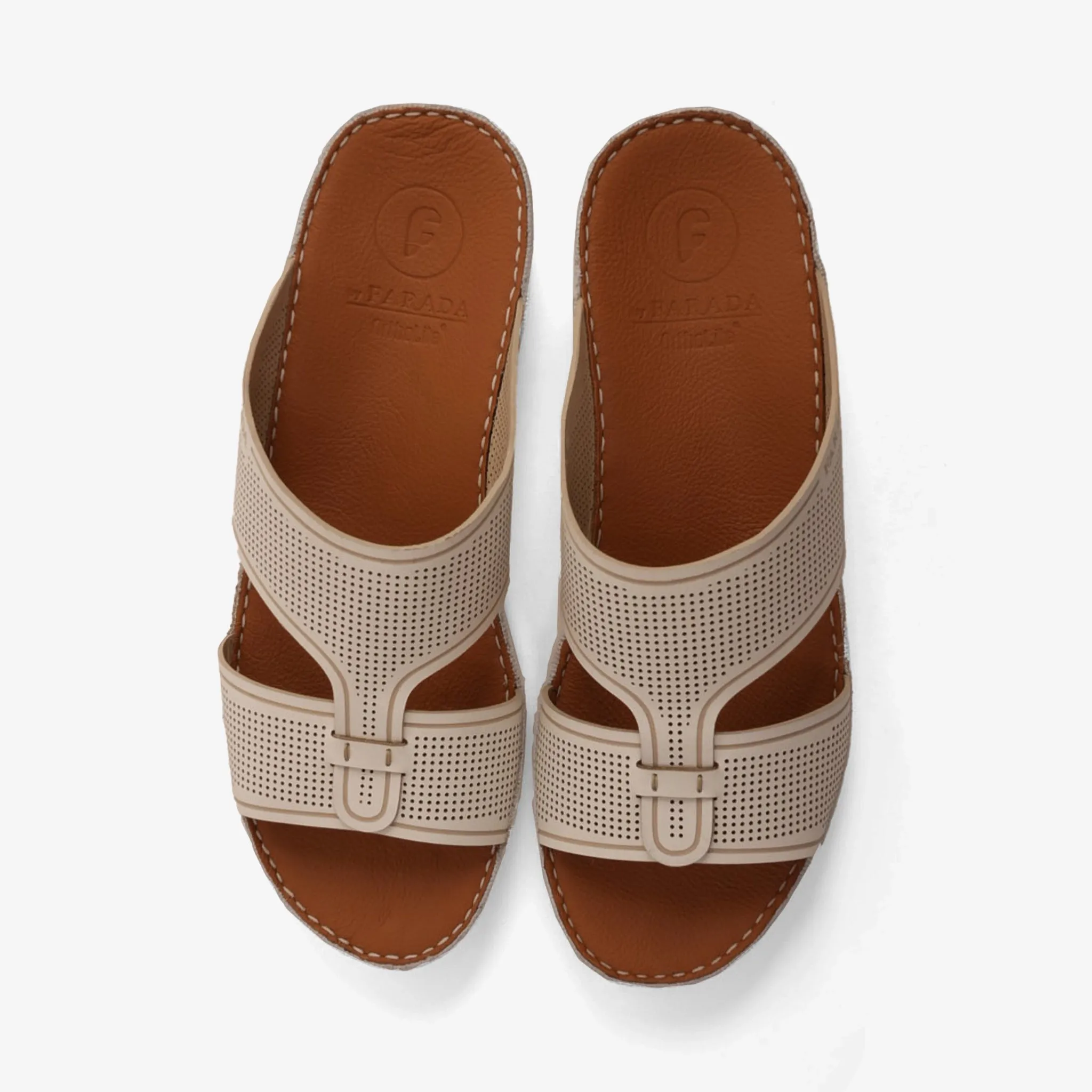 FARADA CASUAL MEN'S LEATHER SANDALS WITH PERFORATED DESIGN BLITZ BIANCO
