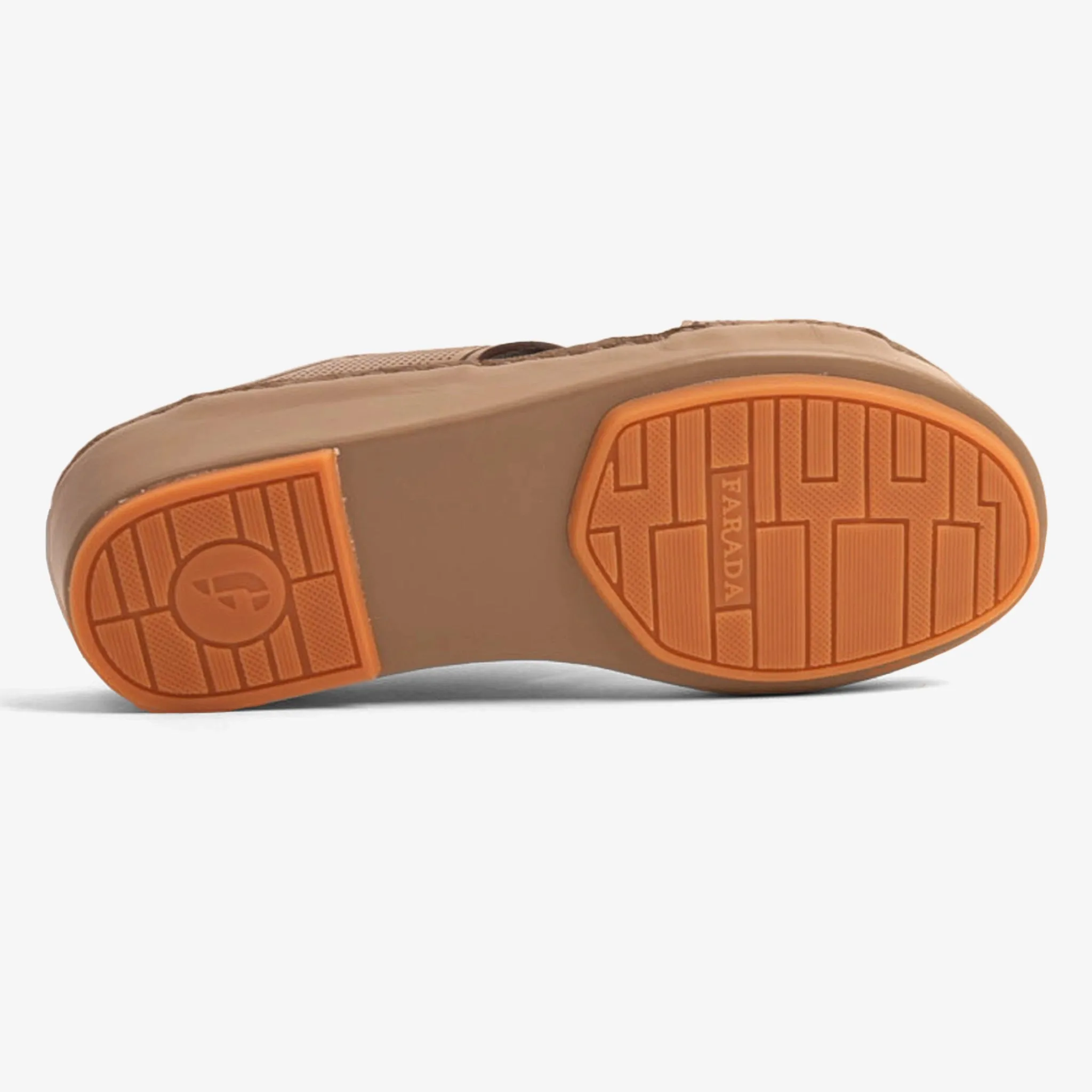 FARADA CASUAL MEN'S LEATHER SANDALS WITH PERFORATED DESIGN STONE