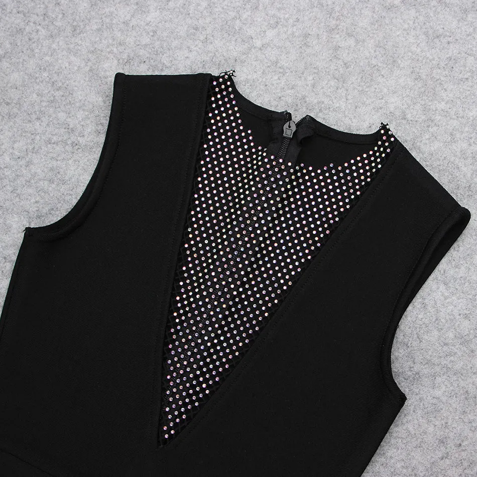 High-end Shiny Fishnet Sleeveless Mini Elegant Dress