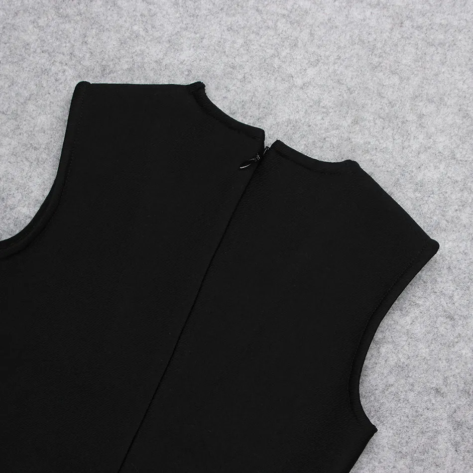 High-end Shiny Fishnet Sleeveless Mini Elegant Dress