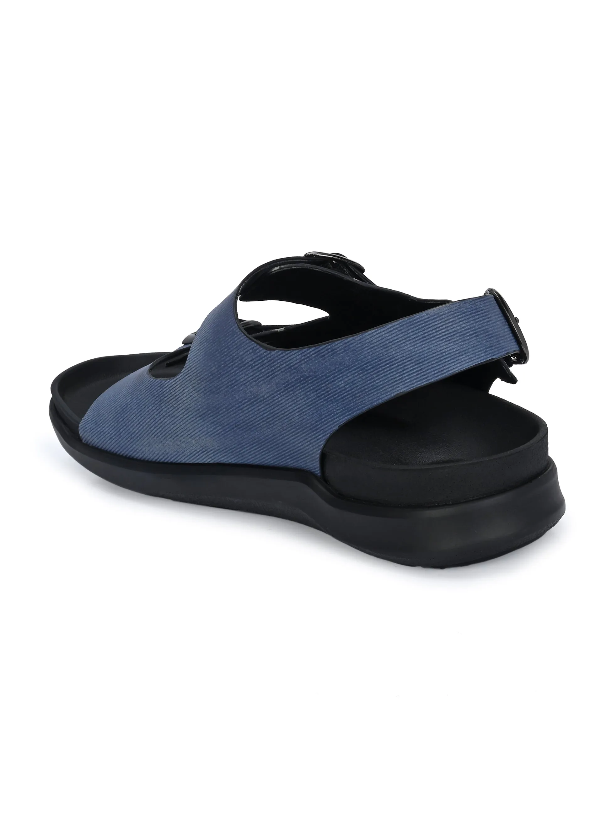 Hitz Men's Blue Fabric Casual Buckle Sandals