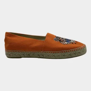 Kenzo women's orange canvas/raffia espadrilles