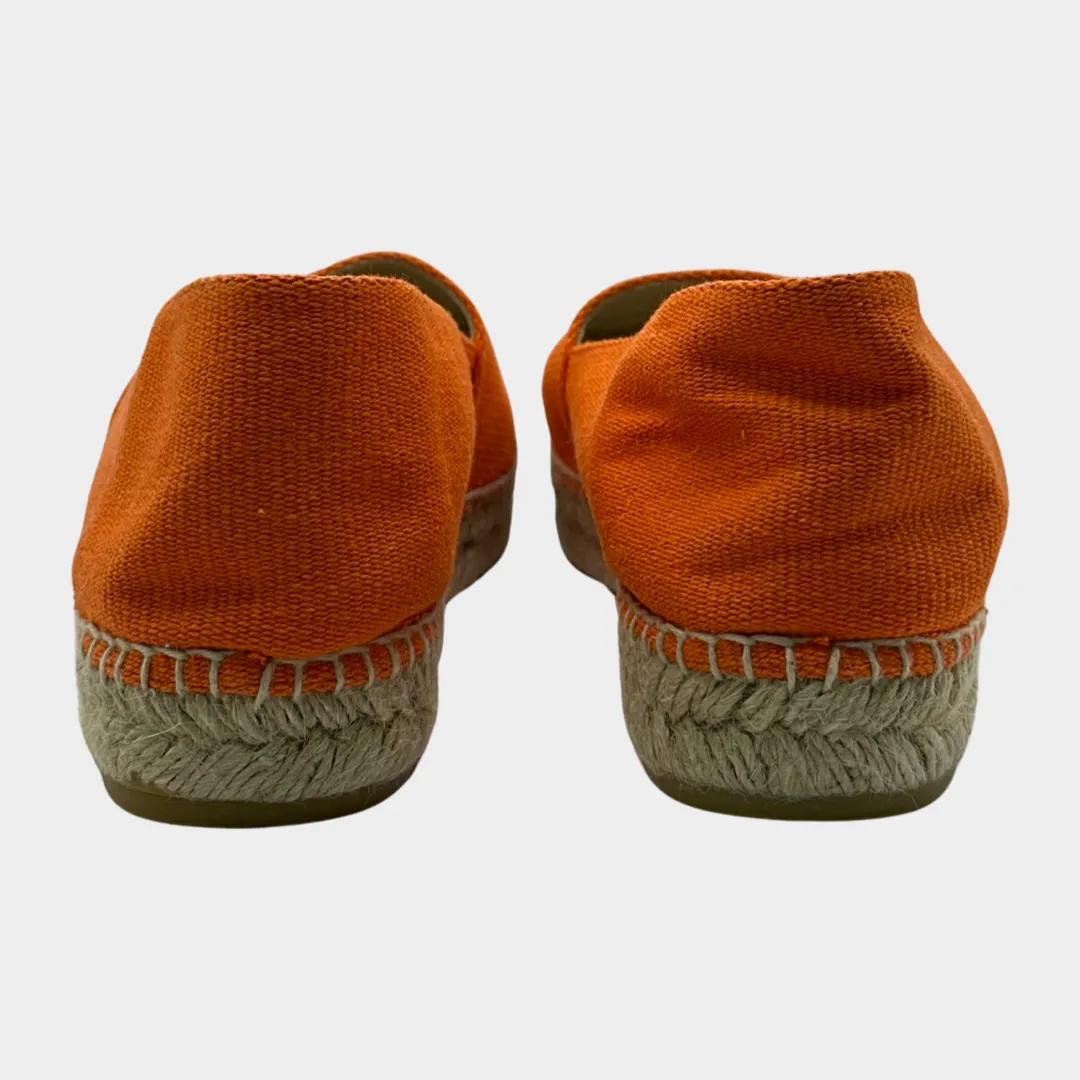 Kenzo women's orange canvas/raffia espadrilles