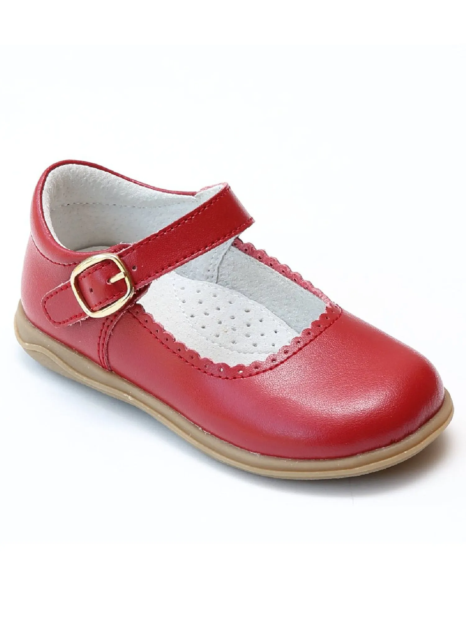 Lamour Girls Red Chloe Classic Scalloped Mary Jane Shoes 4 Baby-12 Kids