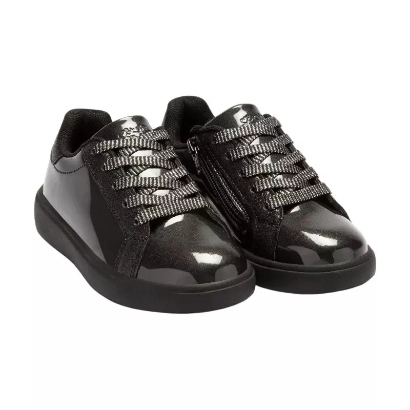 Lelli Kelly Perla School Black Patent Girls Lace Zip Trainers