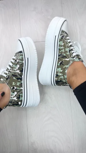 Luigi Camouflage Platform Trainers