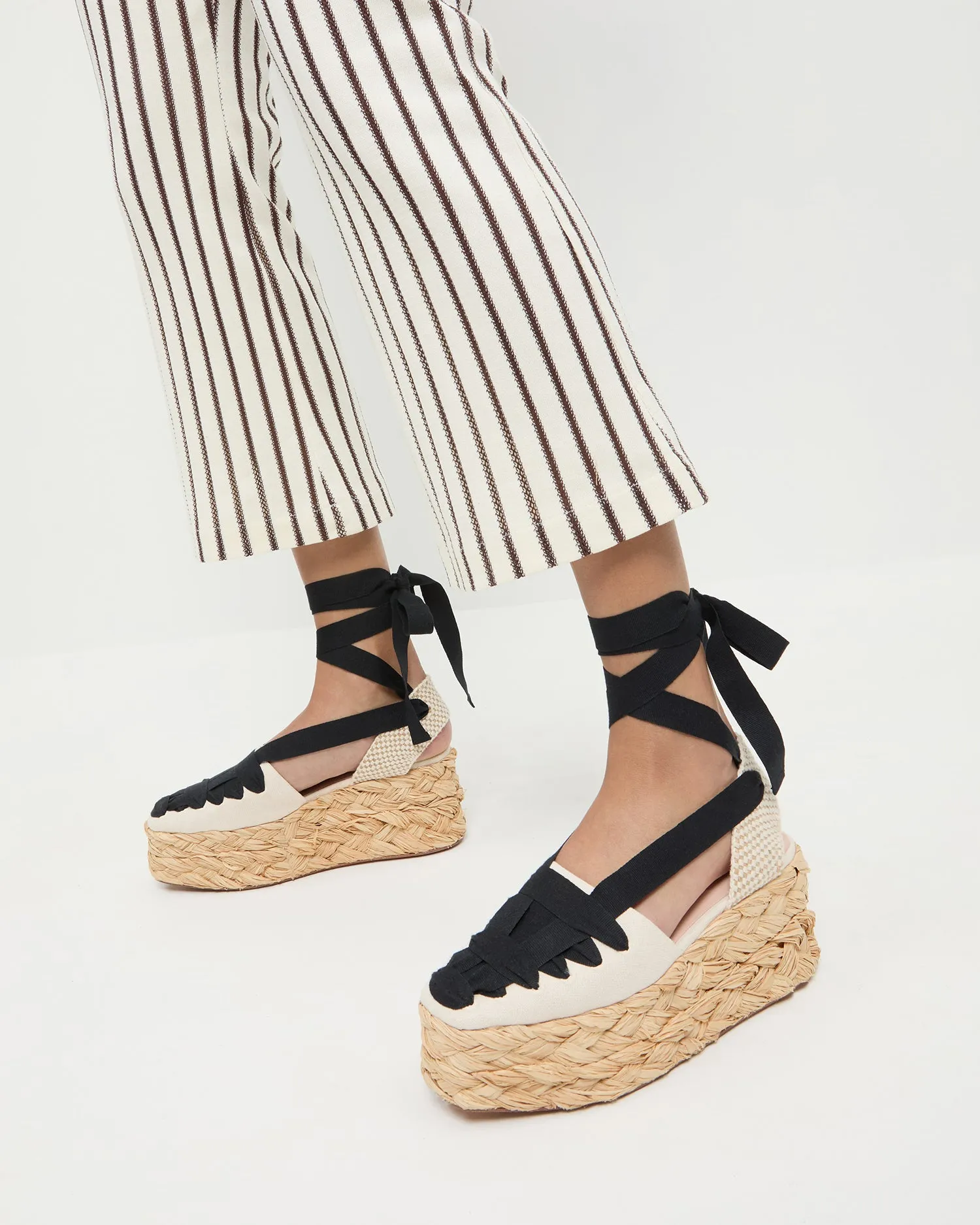 Mason Natural/Black Platform Espadrille
