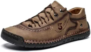 Mens Casual Shoes Genuine Leather Loafers Lightweight Breathable Outdoor Walking Shoes Slip On Sneakers