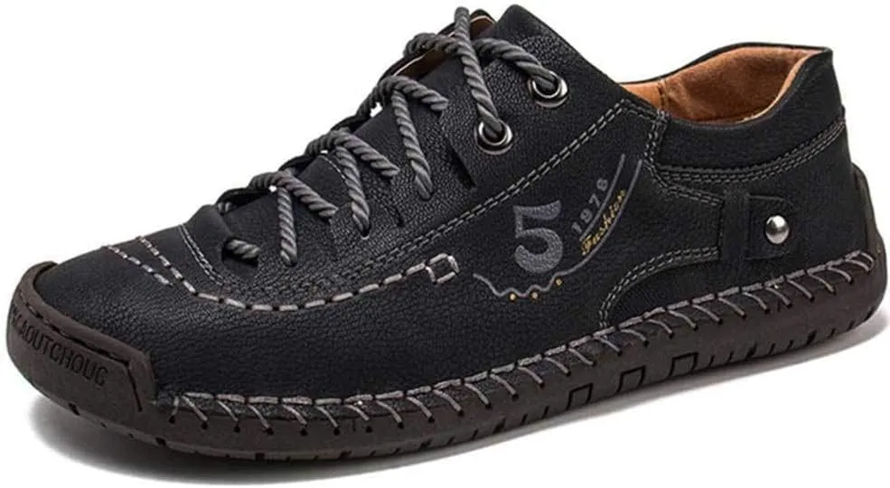 Mens Casual Shoes Genuine Leather Loafers Lightweight Breathable Outdoor Walking Shoes Slip On Sneakers