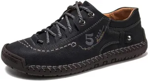 Mens Casual Shoes Genuine Leather Loafers Lightweight Breathable Outdoor Walking Shoes Slip On Sneakers