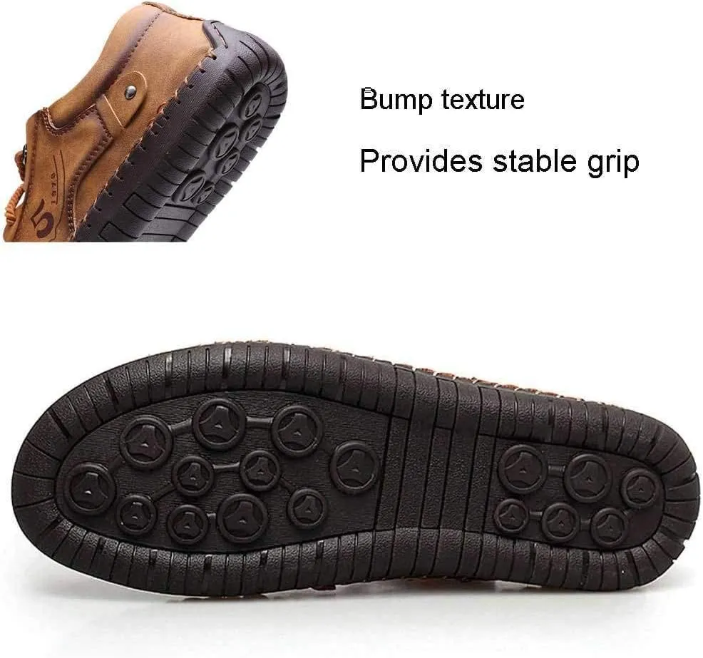 Mens Casual Shoes Genuine Leather Loafers Lightweight Breathable Outdoor Walking Shoes Slip On Sneakers