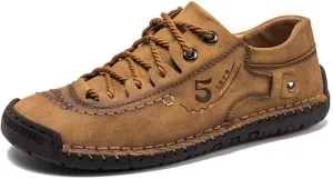Mens Casual Shoes Genuine Leather Loafers Lightweight Breathable Outdoor Walking Shoes Slip On Sneakers