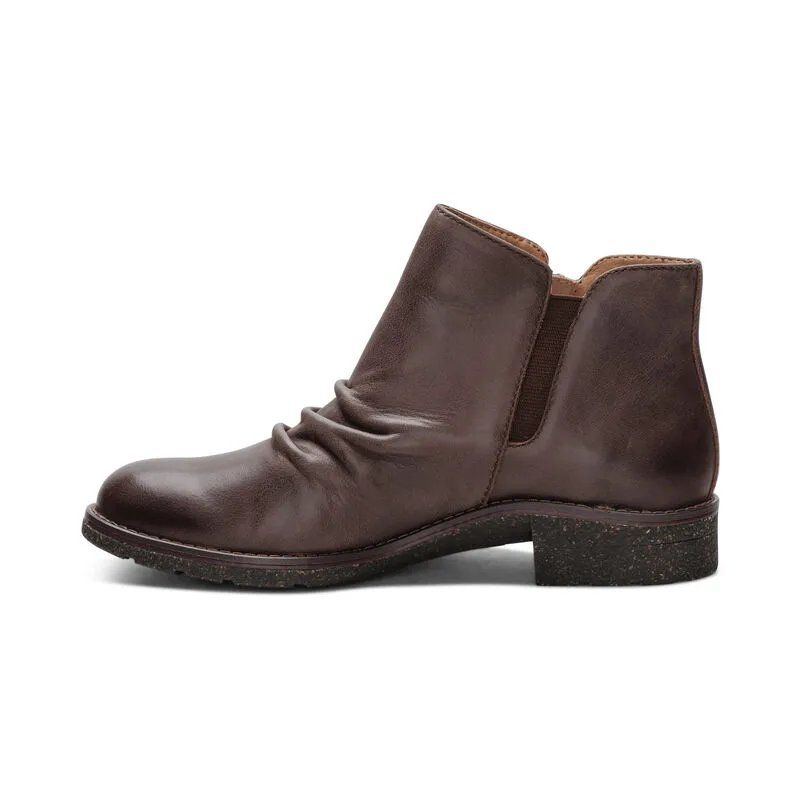 Mila Ruched Zipper Boot in Brown