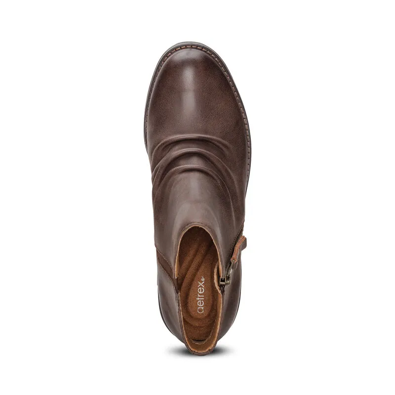Mila Ruched Zipper Boot in Brown