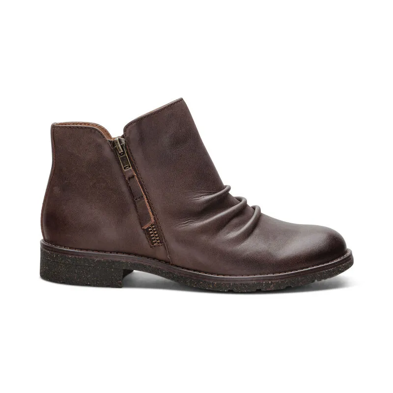 Mila Ruched Zipper Boot in Brown