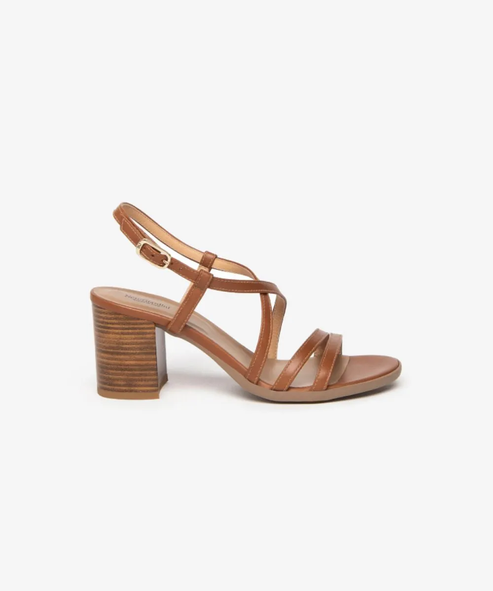 NERO GIARDINI LEATHER BLOCK HEEL SANDALS