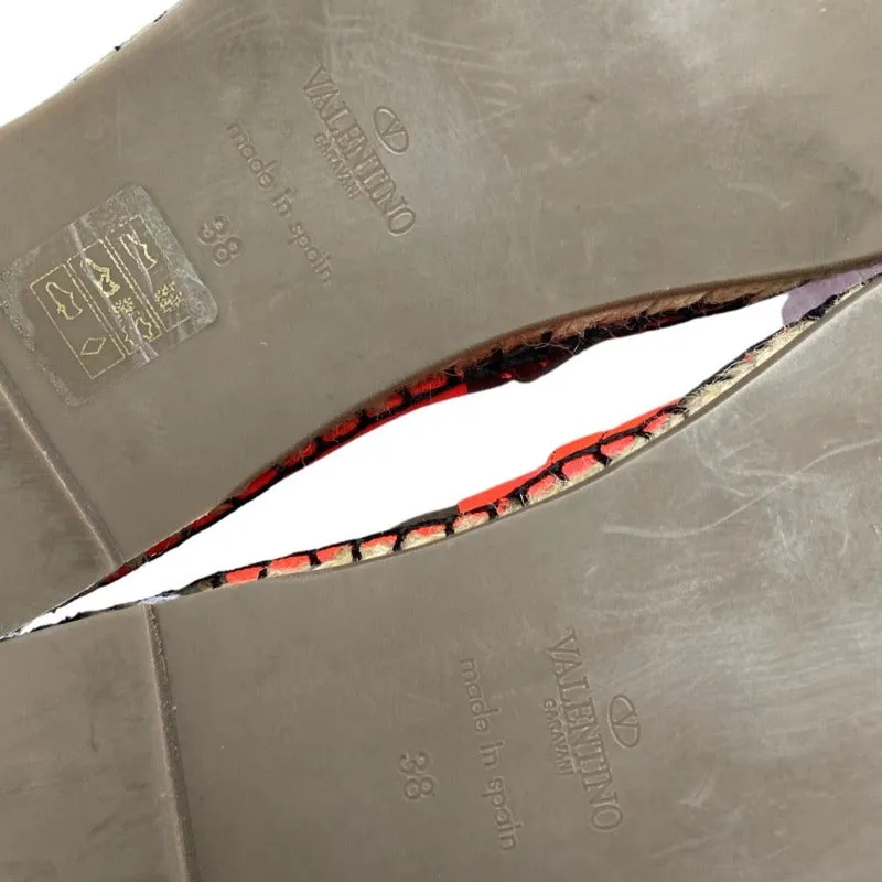 NEW VALENTINO GARAVANI Orange Camouflage Canvas Flat Espadrilles, Size 38
