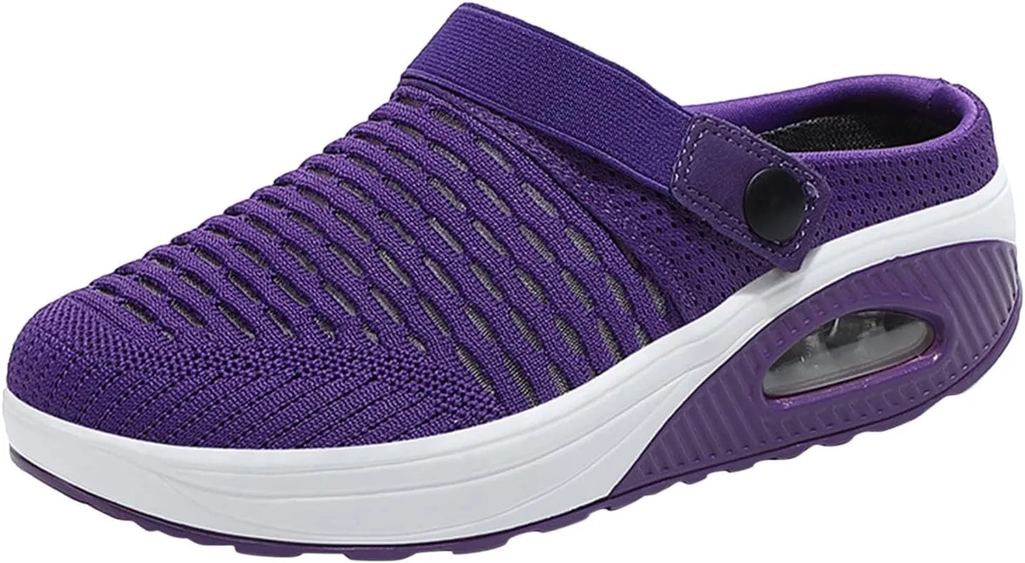 Orthopedic Clogs for Women Summer Air Cushion Platform Mesh Mules Sneaker Orthotic Walking Sneakers Breathable Comfortable Slip On Sandals