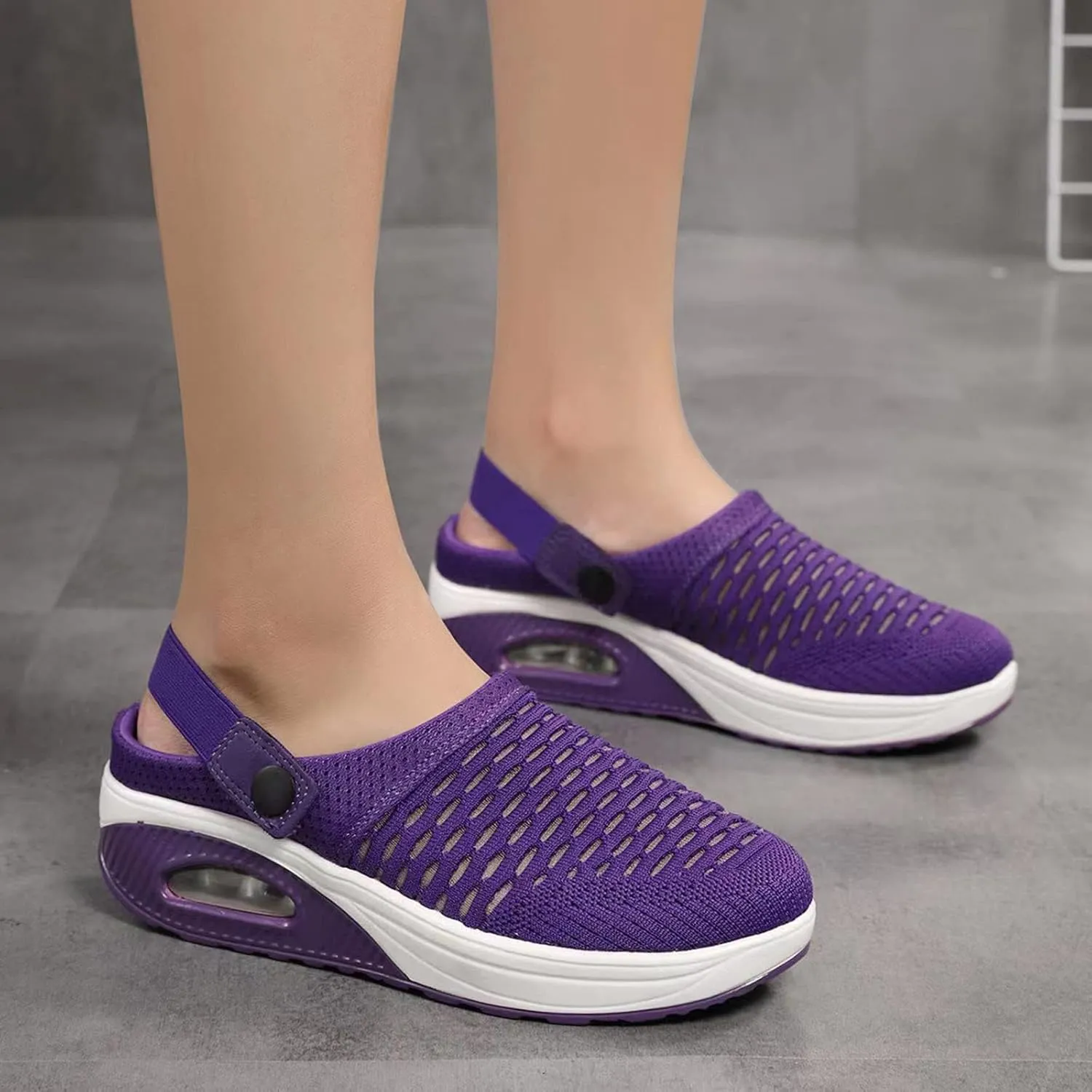 Orthopedic Clogs for Women Summer Air Cushion Platform Mesh Mules Sneaker Orthotic Walking Sneakers Breathable Comfortable Slip On Sandals
