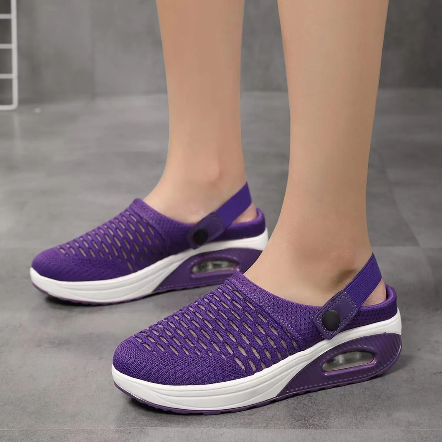 Orthopedic Clogs for Women Summer Air Cushion Platform Mesh Mules Sneaker Orthotic Walking Sneakers Breathable Comfortable Slip On Sandals