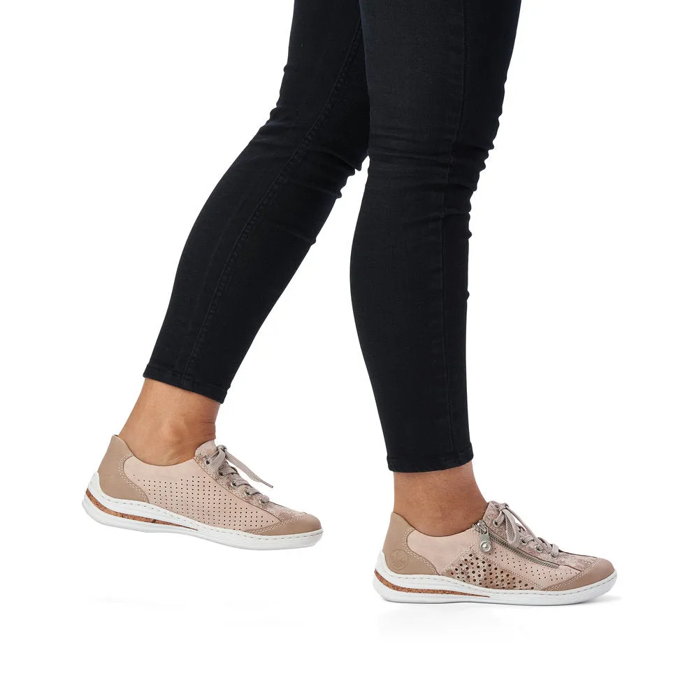 Rieker Ladies Lace Up Shoe Zip Trim